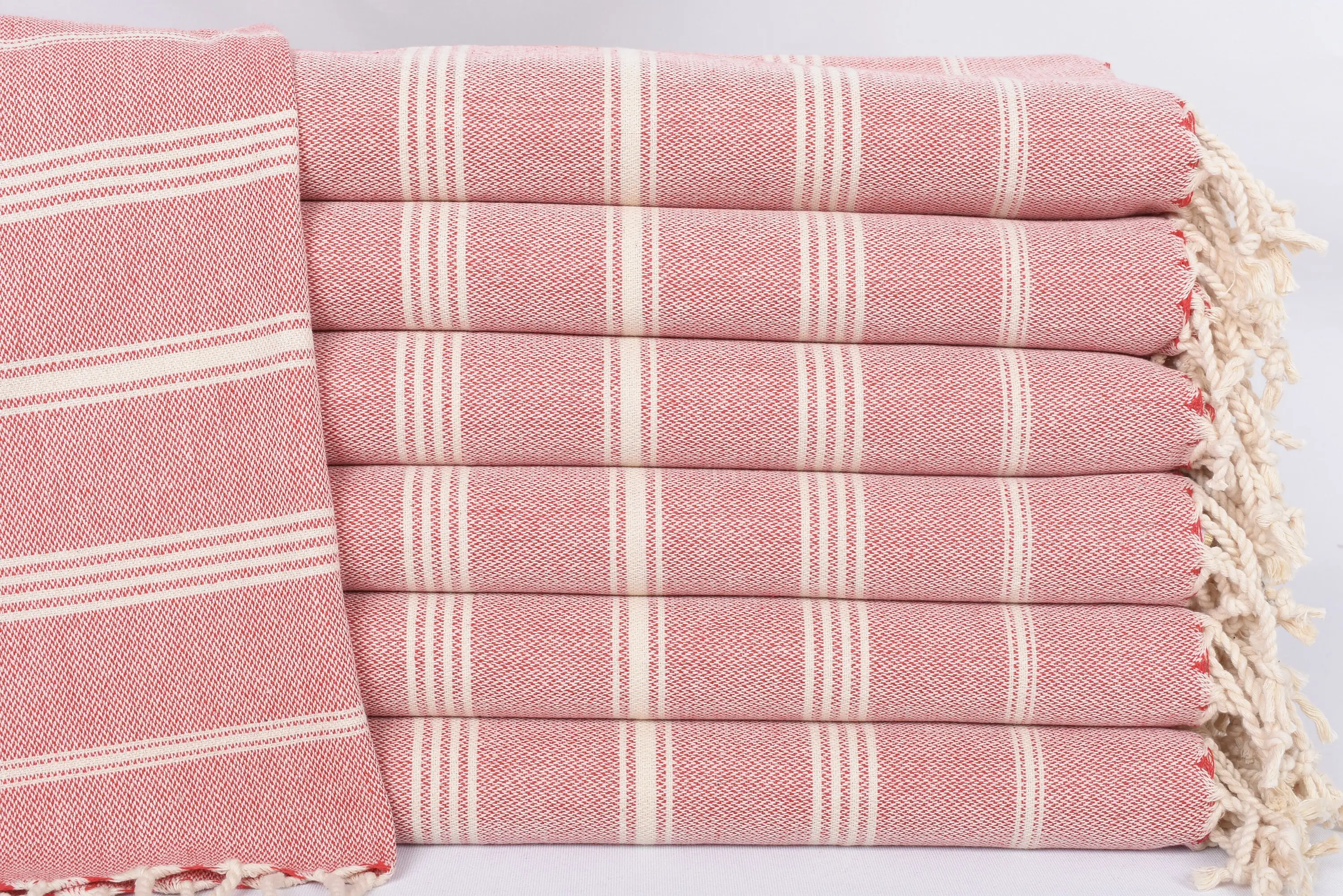 Personalized Red Striped Organic Cotton Tea Towel, 38x24 Inches - 1