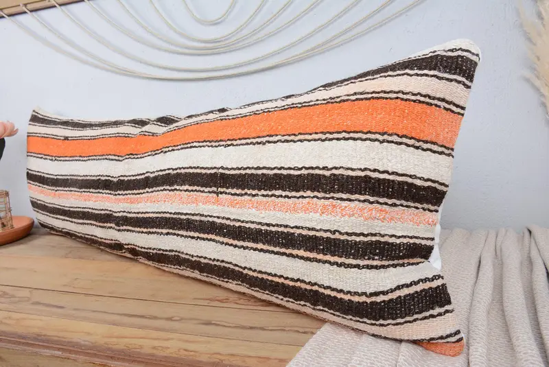 Cushion Case, 16x48 White Pillow Sham, Wool Kilim Pillow Cushion, Home Decor Pillow, Bolster Throw Pillow, Kilim Pillow, Throw Kilim Pillow - 4