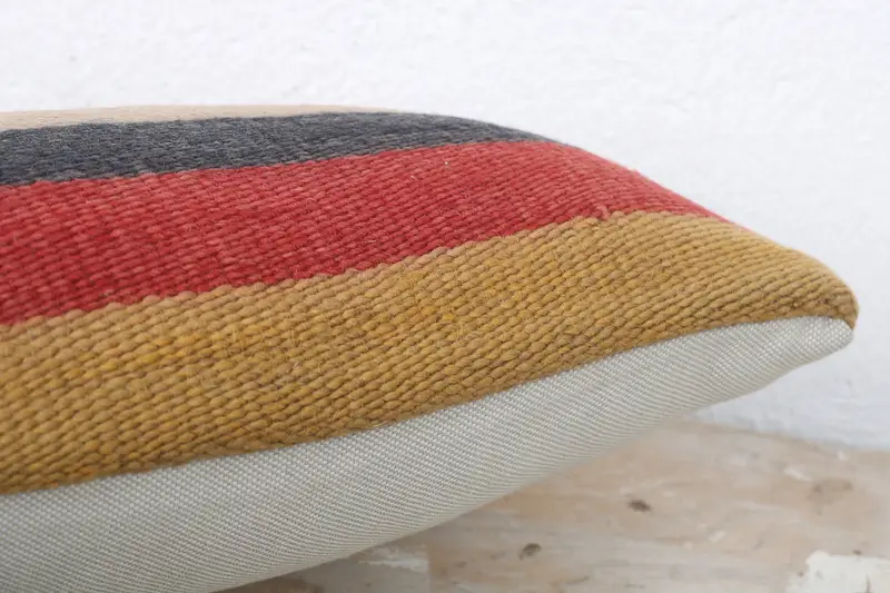 Turkish Kilim Pillow, Pillow, Yoga Cushion Case, Kilim Pillow Cover, Turkish Pillow, 8x16 Beige Cushion, Retro Cushion Case, Pastel Cushion - 6