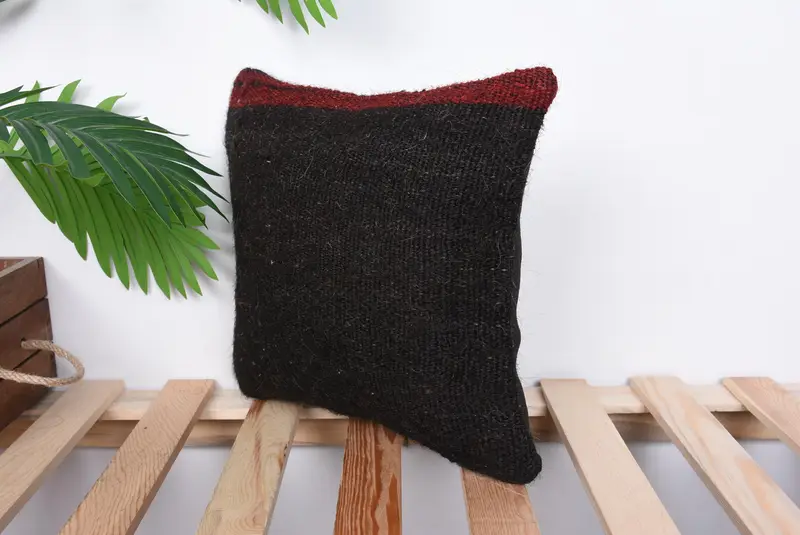 Pillow for Couch, Vintage Kilim Throw Pillow, Pillow Sham, 12x12 Black Pillow Case, Handwoven Pillow Cover Pillow, Throw Kilim Pillow - 5