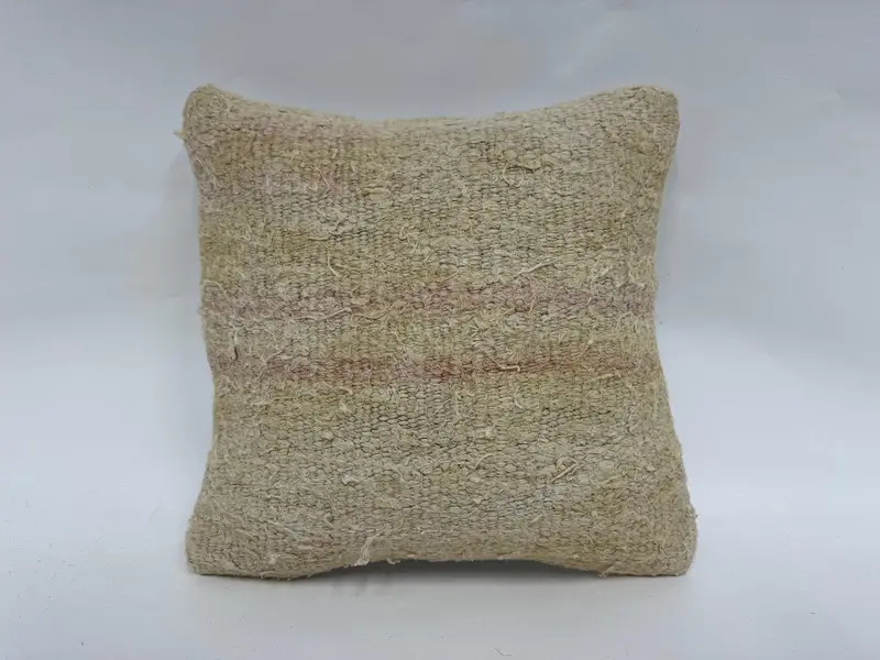 Vintage Kilim Throw Pillow, Chair Pillow Cover, Pillow Cover, Kilim Pillow, 14x14 Beige Pillow Case, Authentic Pillow Cover, Turkish Pillow - 1