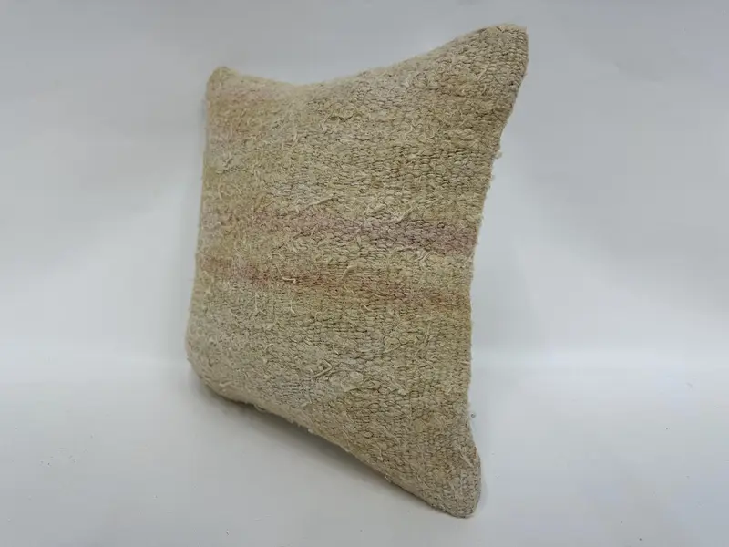 Vintage Kilim Throw Pillow, Chair Pillow Cover, Pillow Cover, Kilim Pillow, 14x14 Beige Pillow Case, Authentic Pillow Cover, Turkish Pillow - 4