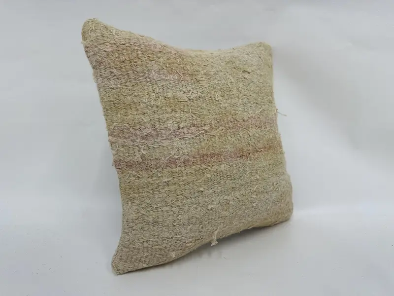 Vintage Kilim Throw Pillow, Chair Pillow Cover, Pillow Cover, Kilim Pillow, 14x14 Beige Pillow Case, Authentic Pillow Cover, Turkish Pillow - 3