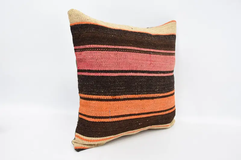 16x16 Brown Cushion, Throw Kilim Pillow, Pillow Sham, Couch Pillow, Boho Chic Pillow Cover, Turkish Rugs Cushion, Gift Pillow, Kilim Cushion Sham - 3