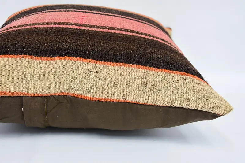16x16 Brown Cushion, Throw Kilim Pillow, Pillow Sham, Couch Pillow, Boho Chic Pillow Cover, Turkish Rugs Cushion, Gift Pillow, Kilim Cushion Sham - 5