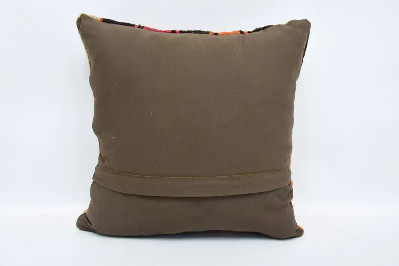 16x16 Brown Cushion, Throw Kilim Pillow, Pillow Sham, Couch Pillow, Boho Chic Pillow Cover, Turkish Rugs Cushion, Gift Pillow, Kilim Cushion Sham - 6