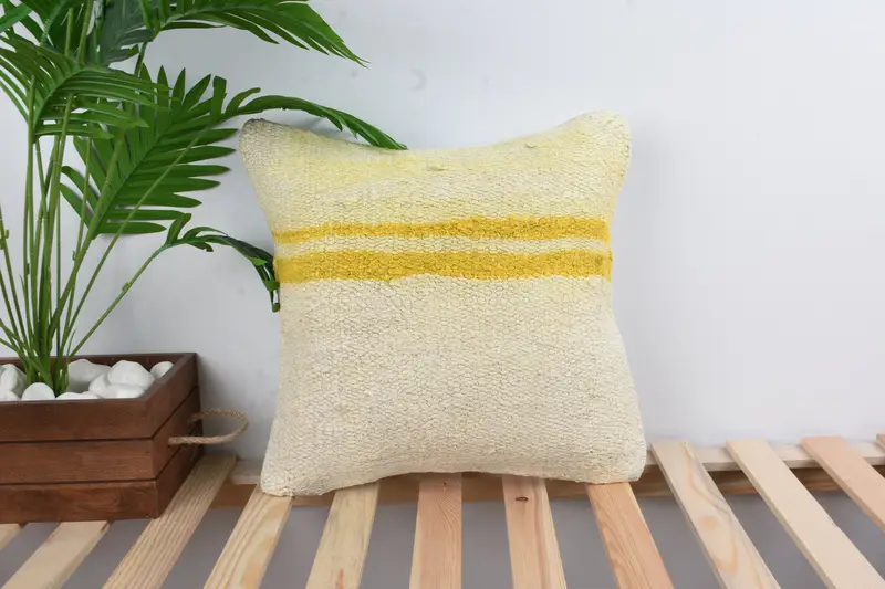 Car Cushion Cover, Pillow Sham, Neutral Throw Pillow Sham, Boho Pillow, Boho Throw Pillow, Kilim Pillow Cover, Vintage Pillow, 16x16 White Pillow - 1
