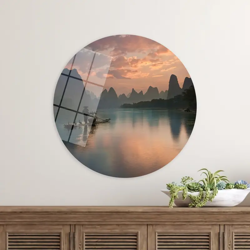 桂林の静けさ: 中国の風景をプリントしたキャンバス