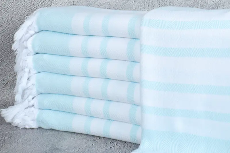 Personalized Turkish Towel Embroidered Beach Towel Mint Chevron, 36x67 Inches