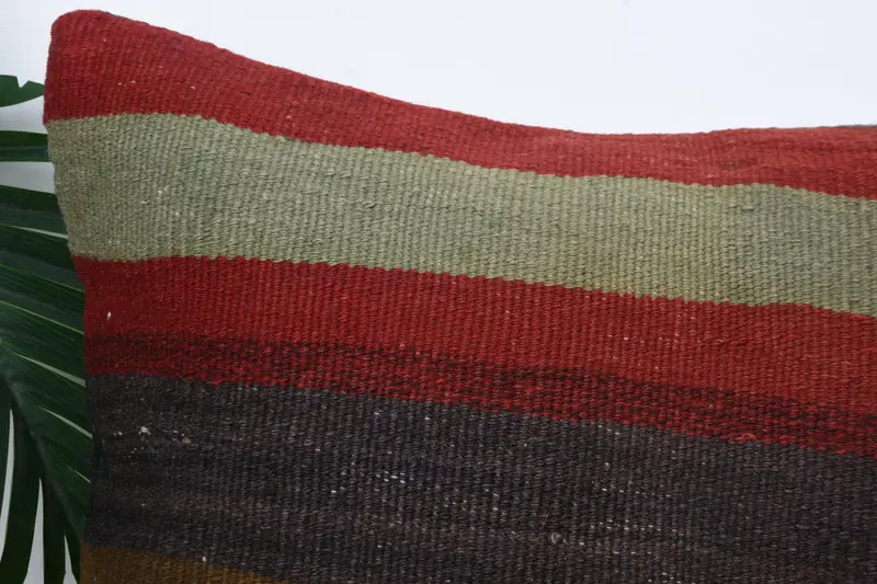 Ethnical Kilim Rug Pillow, Neutral Pillow Cover, Pillow, 16x16 Red Pillow, Kilim Pillow Cover, Turkish Pillow, Rustic Cushion Cover - 2