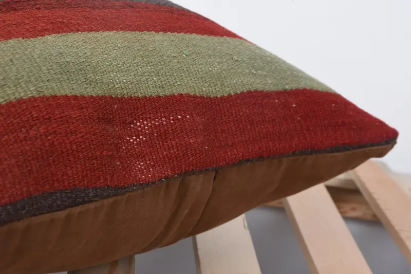 Ethnical Kilim Rug Pillow, Neutral Pillow Cover, Pillow, 16x16 Red Pillow, Kilim Pillow Cover, Turkish Pillow, Rustic Cushion Cover - 7