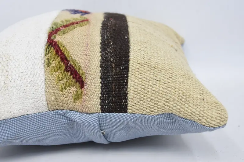 Cushion Case, Kilim Pillow Cover, Turkish Kilim Pillow, 16x16 Beige Cushion, Retro Throw Pillow Sham, Accent Pillow Cover, Boho Pillow - 5