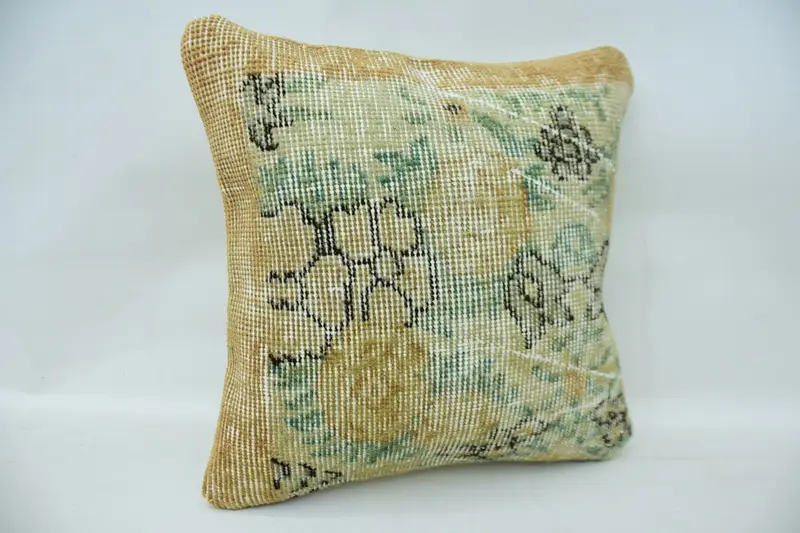 16x16 Beige Cushion Case, Vintage Pillow, Interior Designer Pillow, Turkish Pillow, Turkish Corner Cushion Case, Pillow Case - 2