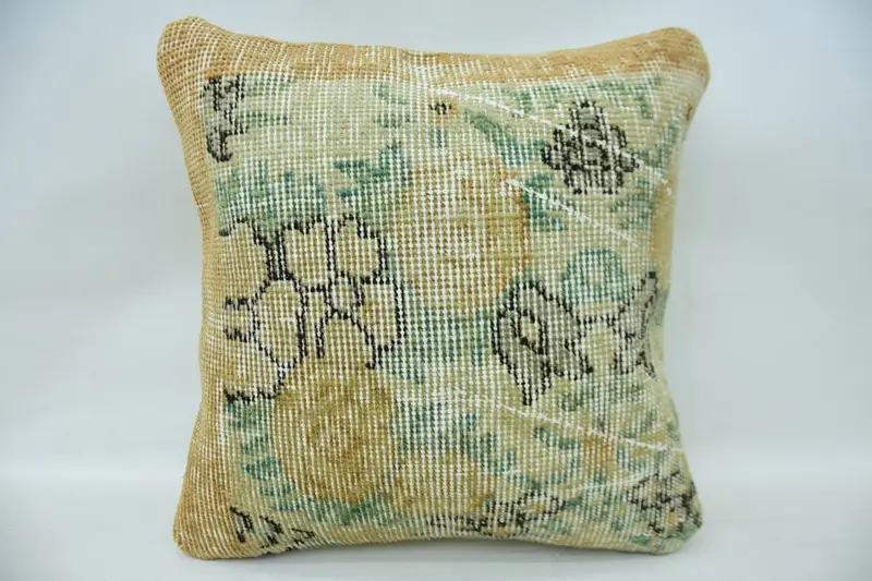 16x16 Beige Cushion Case, Vintage Pillow, Interior Designer Pillow, Turkish Pillow, Turkish Corner Cushion Case, Pillow Case - 4