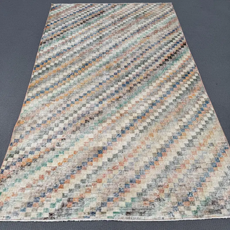Rainbow Check Rug, Vibrant 0.4x8 ft Decor