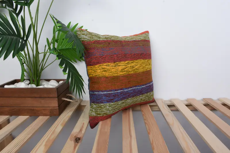 Pillow Case, Kilim Cushion Sham, Vintage Pillow, Oriental Cushion, 16x16 Red Pillow, Outdoor Pillow Case, Pillow for Couch, Indoor Pillow Cover - 4