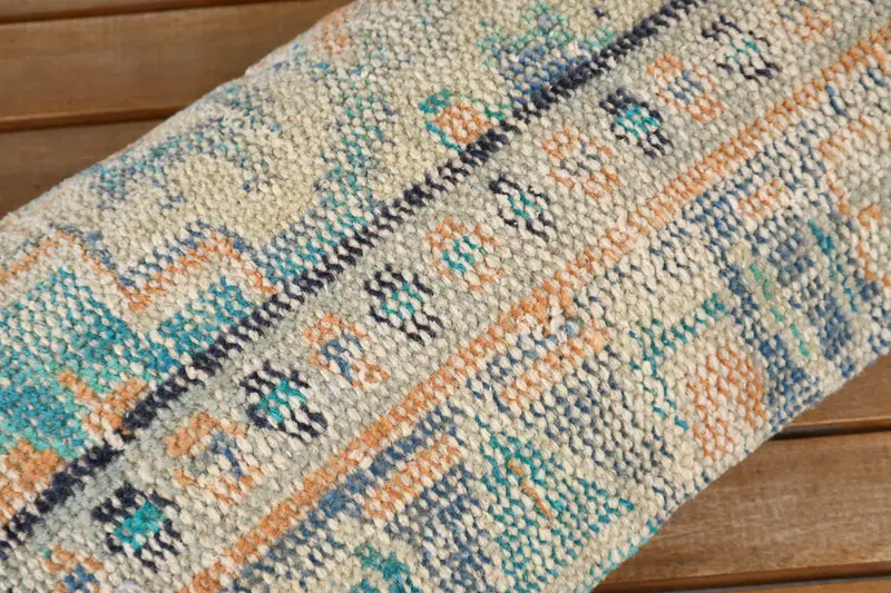 12x24 Blue Cushion Case, Pillow Cover, Shabby Chic Pillow, Boho Pillow, Square Throw Pillow Case, Vintage Kilim Pillow, Home Decor Pillow - 3