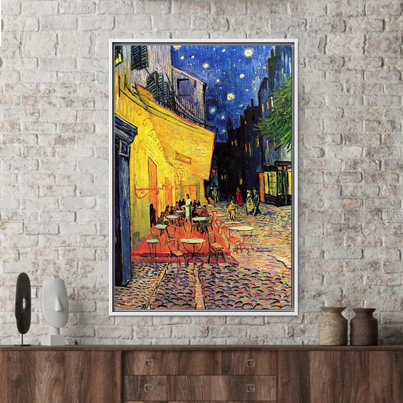 Tuval Baskı Van Gogh Oil Cafe Manzara Yıldızlı Gökyüzü
