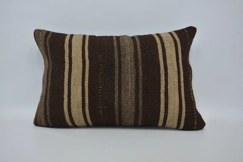 Nomadic Pillow Case, Pillow, Antique Pillows, Boho Pillow, Turkish Pillow, Accent Pillow, Lounge Throw Pillow, 16x24 Brown Pillow Case - 1