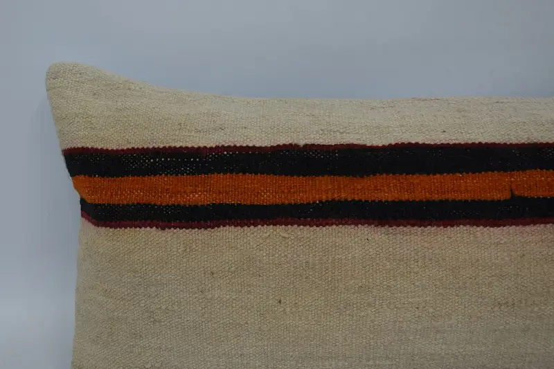 Throw Kilim Pillow, Comfy Throw Pillow Case, Patio Cushion, Home Decor Pillow, Pillow Sham, Pillow for Couch, 16x48 Beige Cushion Case - 2
