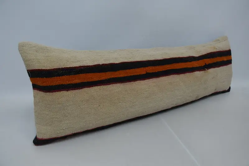 Throw Kilim Pillow, Comfy Throw Pillow Case, Patio Cushion, Home Decor Pillow, Pillow Sham, Pillow for Couch, 16x48 Beige Cushion Case - 3