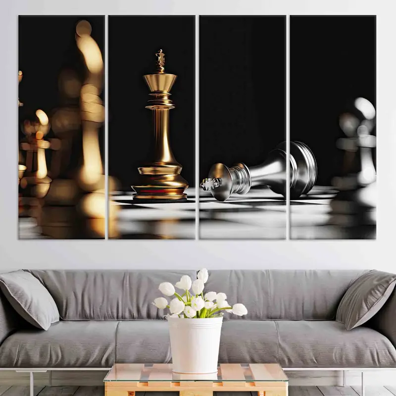 Chess Wall Art, Chess Lover Gift, Office Wall Art, Personalized Wall Decor, Canvas Wall Art, Modern Wall Art, Man Cave Wall Art, Home Decor, - 3