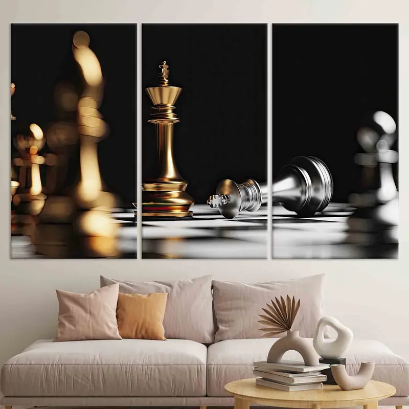 Chess Wall Art, Chess Lover Gift, Office Wall Art, Personalized Wall Decor, Canvas Wall Art, Modern Wall Art, Man Cave Wall Art, Home Decor, - 2