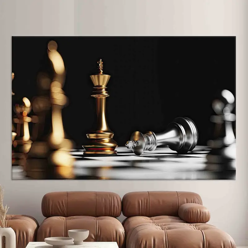 Chess Wall Art, Chess Lover Gift, Office Wall Art, Personalized Wall Decor, Canvas Wall Art, Modern Wall Art, Man Cave Wall Art, Home Decor, - 1