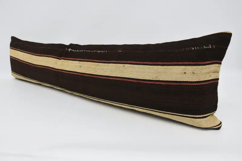 Boho Pillow Sham Cover, 12x48 Brown Cushion Case, Antique Pillows, Pillow, Outdoor Cushion Case, Handmade Kilim Cushion, Accent Pillow Sham - 4