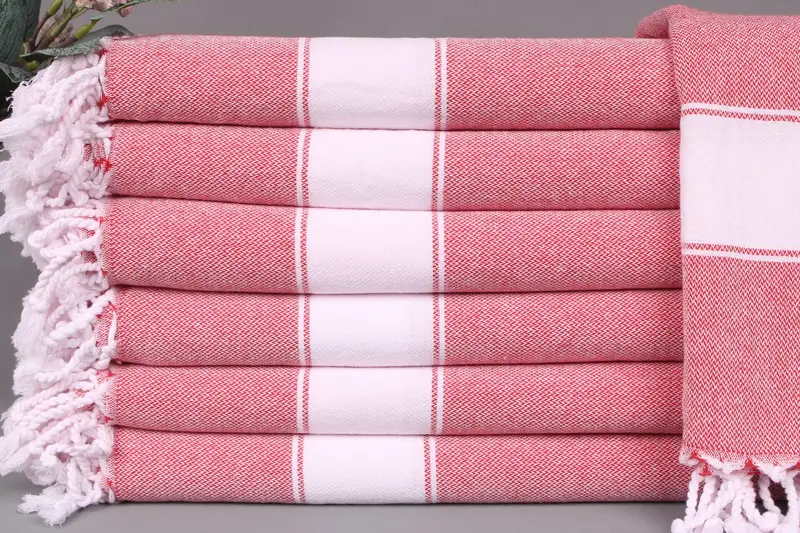 Personalized Red Striped Towel, Fitness/Camping Towel, 36x71 Inches