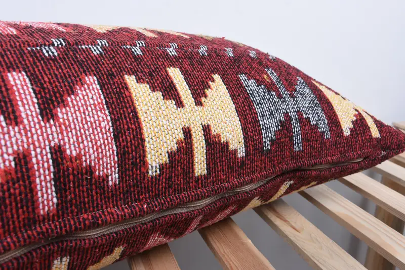 Pillow Cover, Boho Pillow Sham Cover, Nomadic Pillow Case, 16x36 Red Pillow Cover, Vintage Kilim Pillow, Interior Designer Pillow - 7