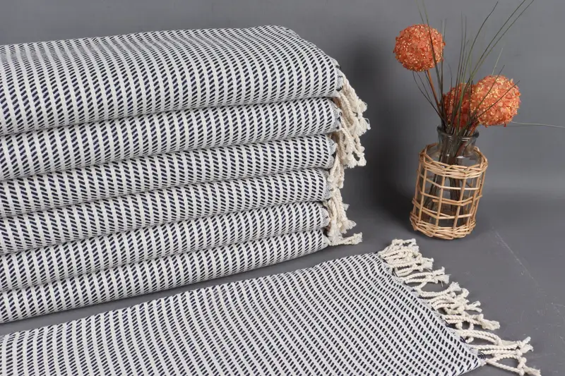 Turkish Tea Towel Navy Polka Dot Organic Cotton, 20x40 Inches