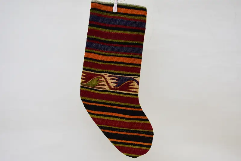 Festive Red and Orange Stocking, 15.7-Inch Christmas Ornaments Stocking