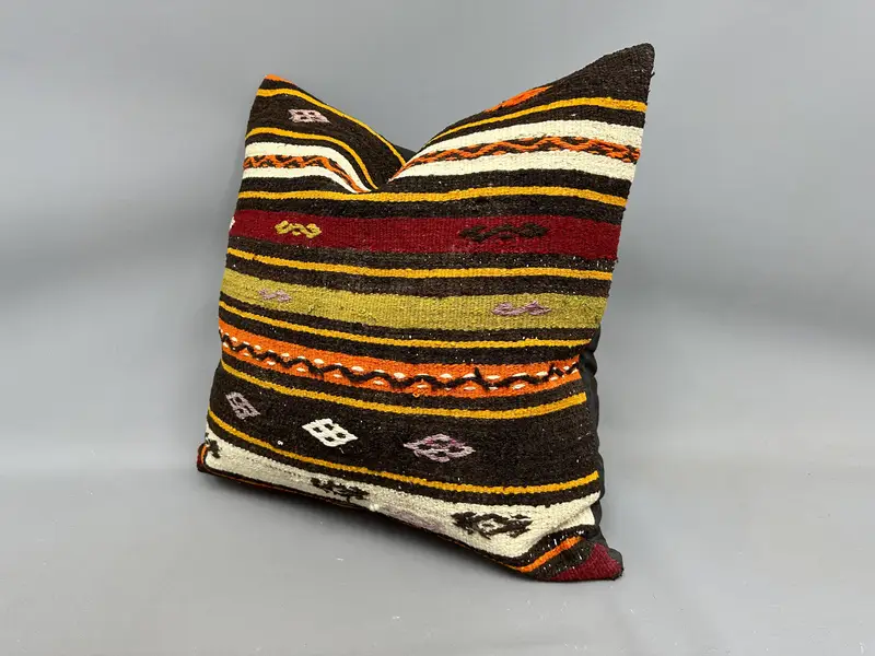 Turkish Rugs Cushion Case, Pillow, 24x24 White Cushion Case, Pastel Cushion Cover, Patio Pillow Cover, Boho Pillow, Kilim Pillow Cover, Gift Pillow - 3