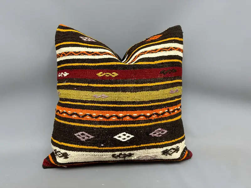 Turkish Rugs Cushion Case, Pillow, 24x24 White Cushion Case, Pastel Cushion Cover, Patio Pillow Cover, Boho Pillow, Kilim Pillow Cover, Gift Pillow - 1