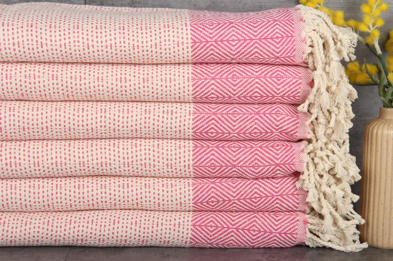 Personalized Fuchsia Diamond Beach Towel Organic Cotton, 71x40 Inches