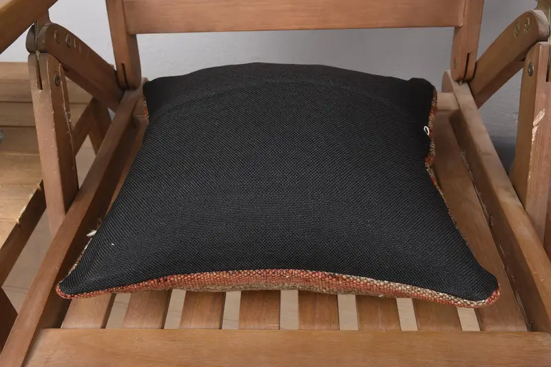 Throw Kilim Pillow, Ethnical Kilim Rug Pillow, Wool Kilim Pillow Pillow Sham, Handmade Kilim Cushion, 14x14 Brown Cushion Case, Pillow Sham - 5