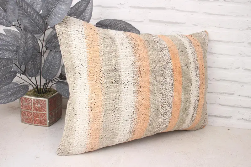 Bohemian Cushion Pillow Sham, Boho Pillow, 16x24 White Cushion Case, Sofa Bolster Pillow Case, Turkish Pillow, Kilim Cushion Sham, Pillow Cover - 3