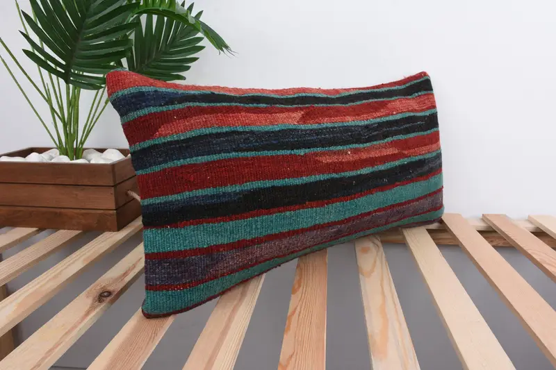 12x24 Red Pillow Case, Kilim Cushion Sham, Decorative Throw Pillow Sham, Kilim Pillow, Vintage Pillow, Square Throw Cushion Case, Cushion - 4