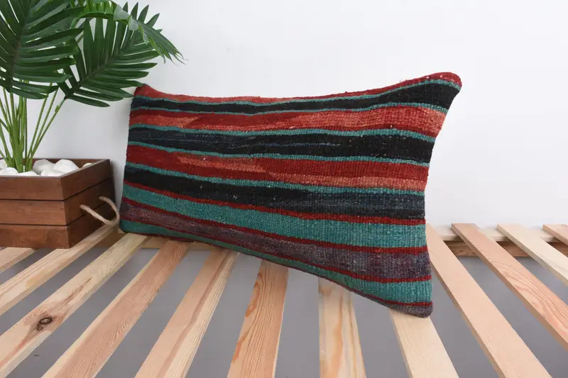 12x24 Red Pillow Case, Kilim Cushion Sham, Decorative Throw Pillow Sham, Kilim Pillow, Vintage Pillow, Square Throw Cushion Case, Cushion - 5