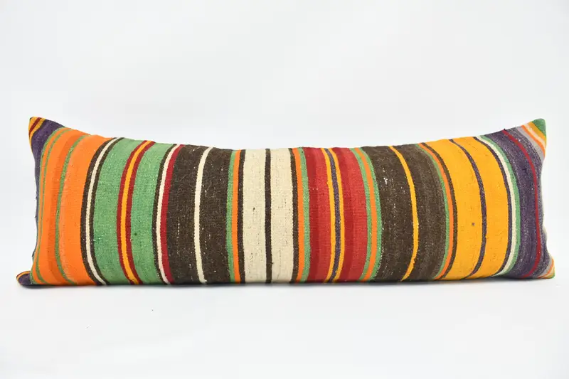 Natural Cushion Cover, 16x48 Brown Cushion, Gift Pillow, Turkish Kilim Pillow, Cushion, Kilim Cushion Sham, Retro Throw Cushion Cover - 1