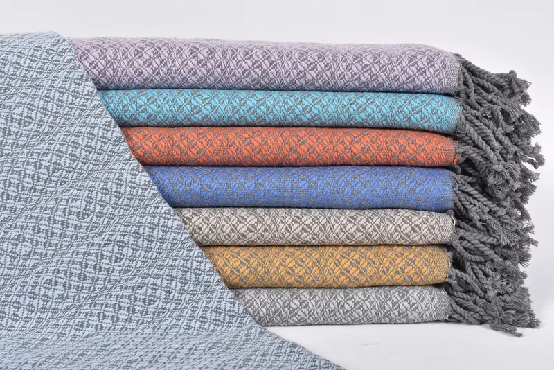 Geometric Bath Towel Gray Linen, Bachelorette Party Gift, 70x40 Inches