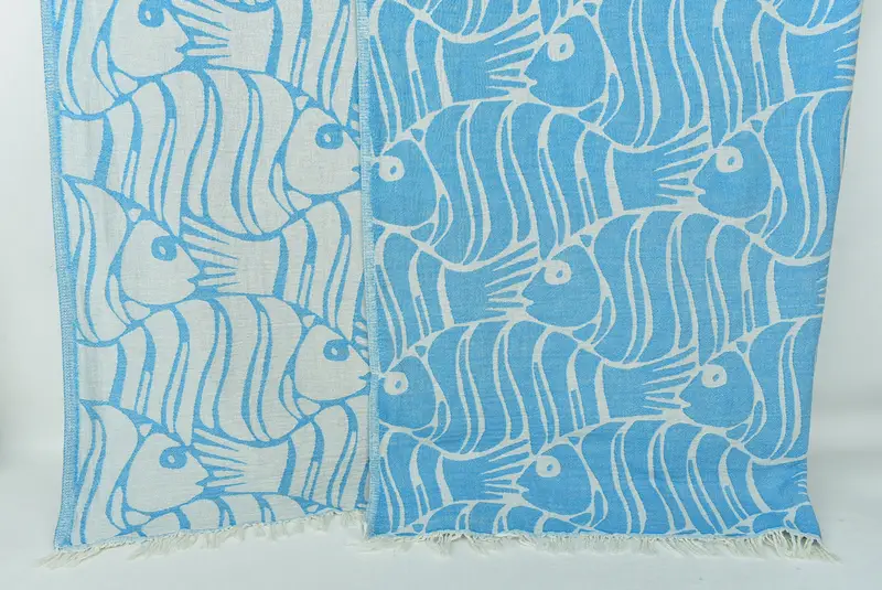 Boho Throw Blankets, Large Beach Towel Personalized, 70x60 Cotton Fish Design Towel, Custom Wedding Gifts, Bridal Shower Gift, Home Decor Gifts - 1