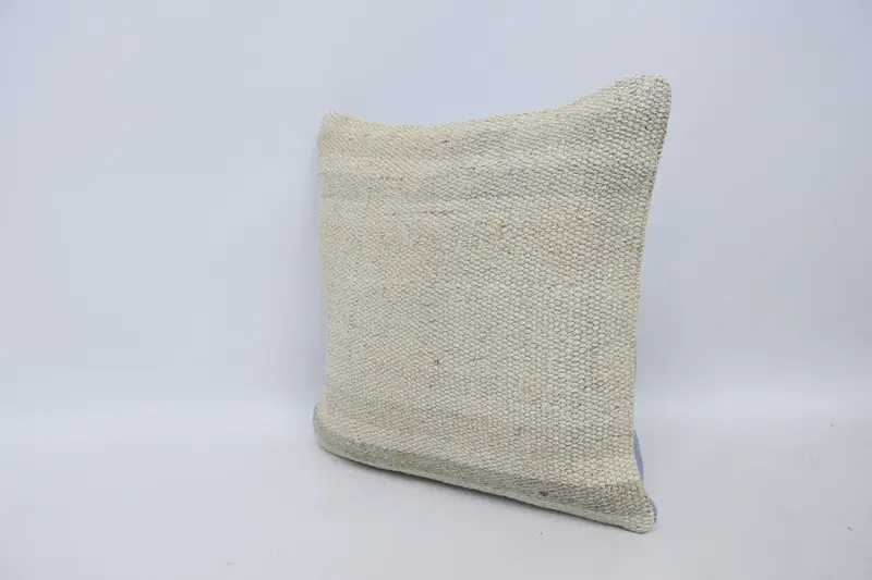 Accent Pillow Sham, Neutral Throw Pillow, 16x16 White Cushion Case, Boho Pillow Sham Cover, Vintage Kilim Pillow, Cushion Case, Gift Pillow - 4