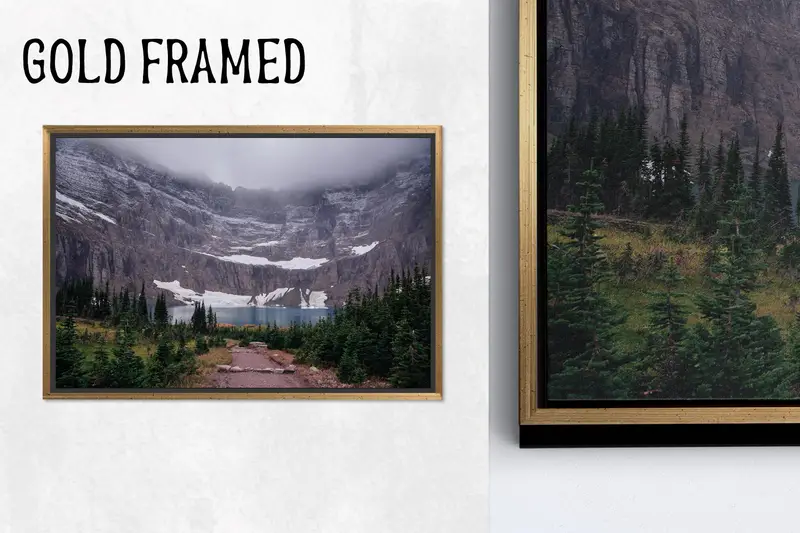 Zarif Dağ Gölü Manzarası Baskılı Kanvas - Modern Çiftlik Evi Dekoru