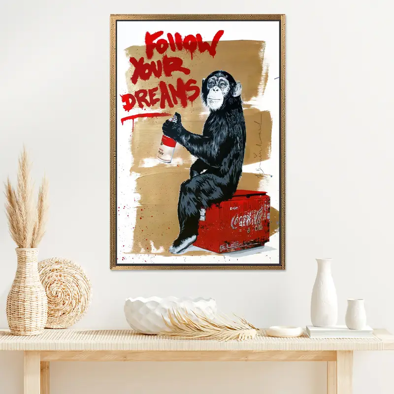 Zarif Banksy Maymunu Graffiti Rüyalar Baskılı Kanvas Tablo