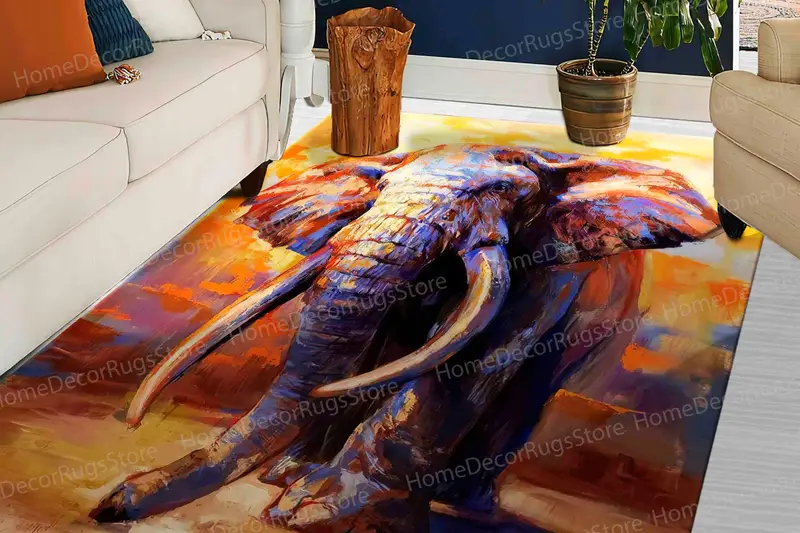 エレガントなプリントラグ：抽象的なカラフルな象のデザイン