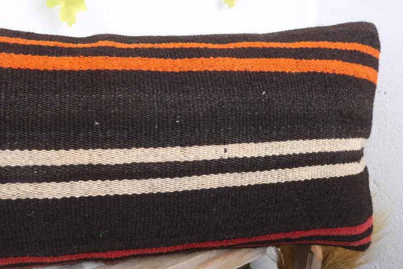 Kilim Cushion Sham, Authentic Cushion Cover, Vintage Pillow, 16x36 Brown Pillow Sham, Aztec Pillow Cover, Cushion Case, Turkish Pillow - 5