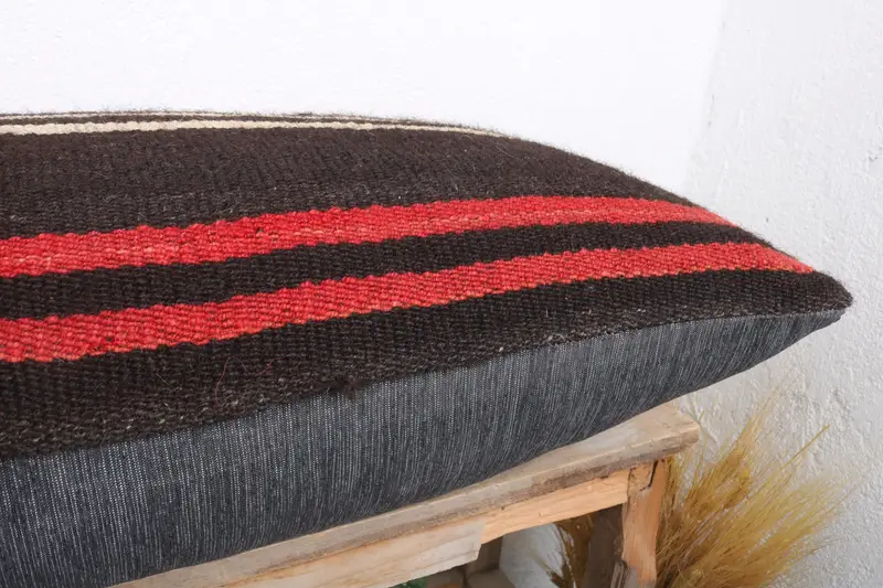 Kilim Cushion Sham, Authentic Cushion Cover, Vintage Pillow, 16x36 Brown Pillow Sham, Aztec Pillow Cover, Cushion Case, Turkish Pillow - 6