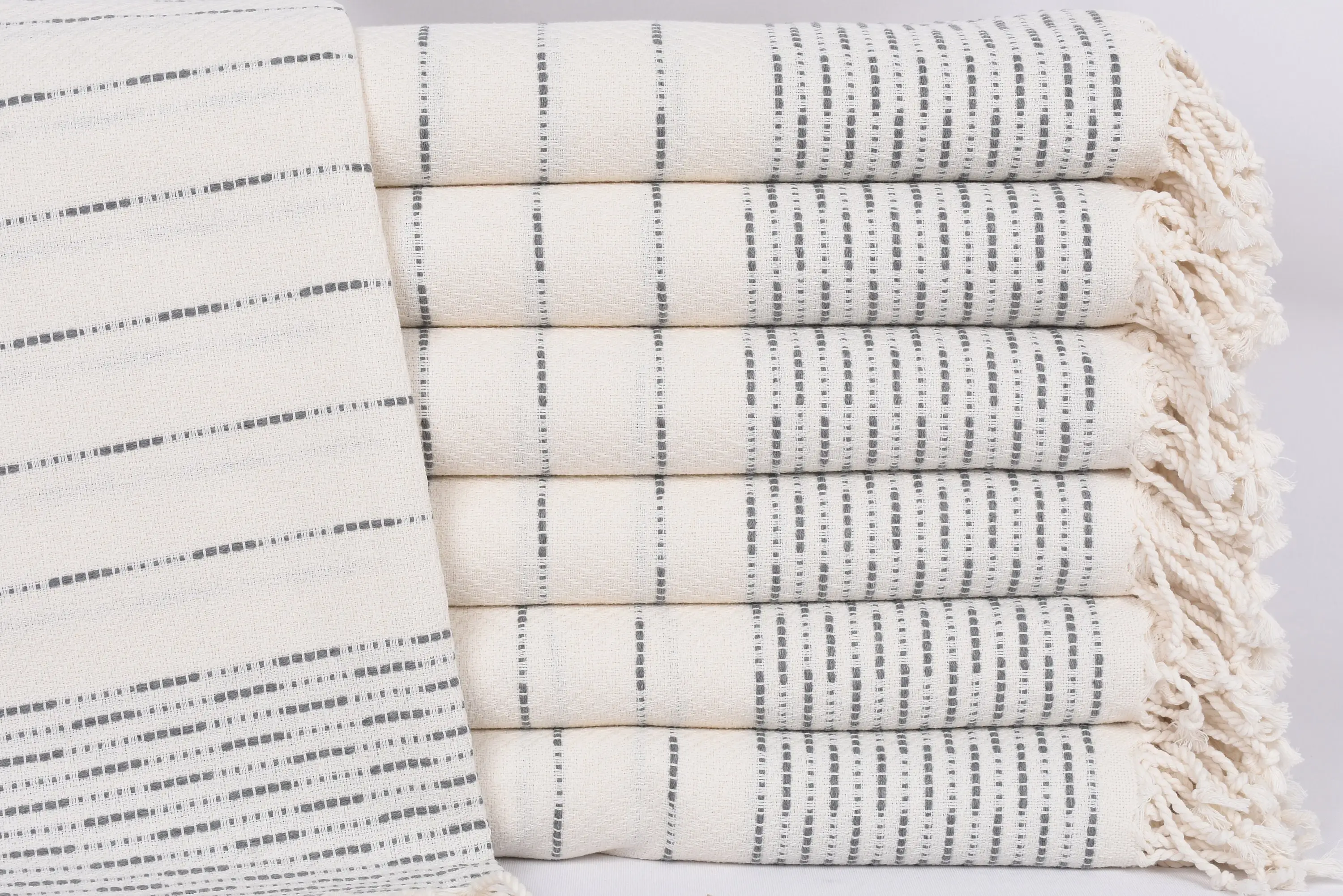 Turkish Towel Bachelorette Party Favor, Dark Gray Striped, 70x38 Inches - 1